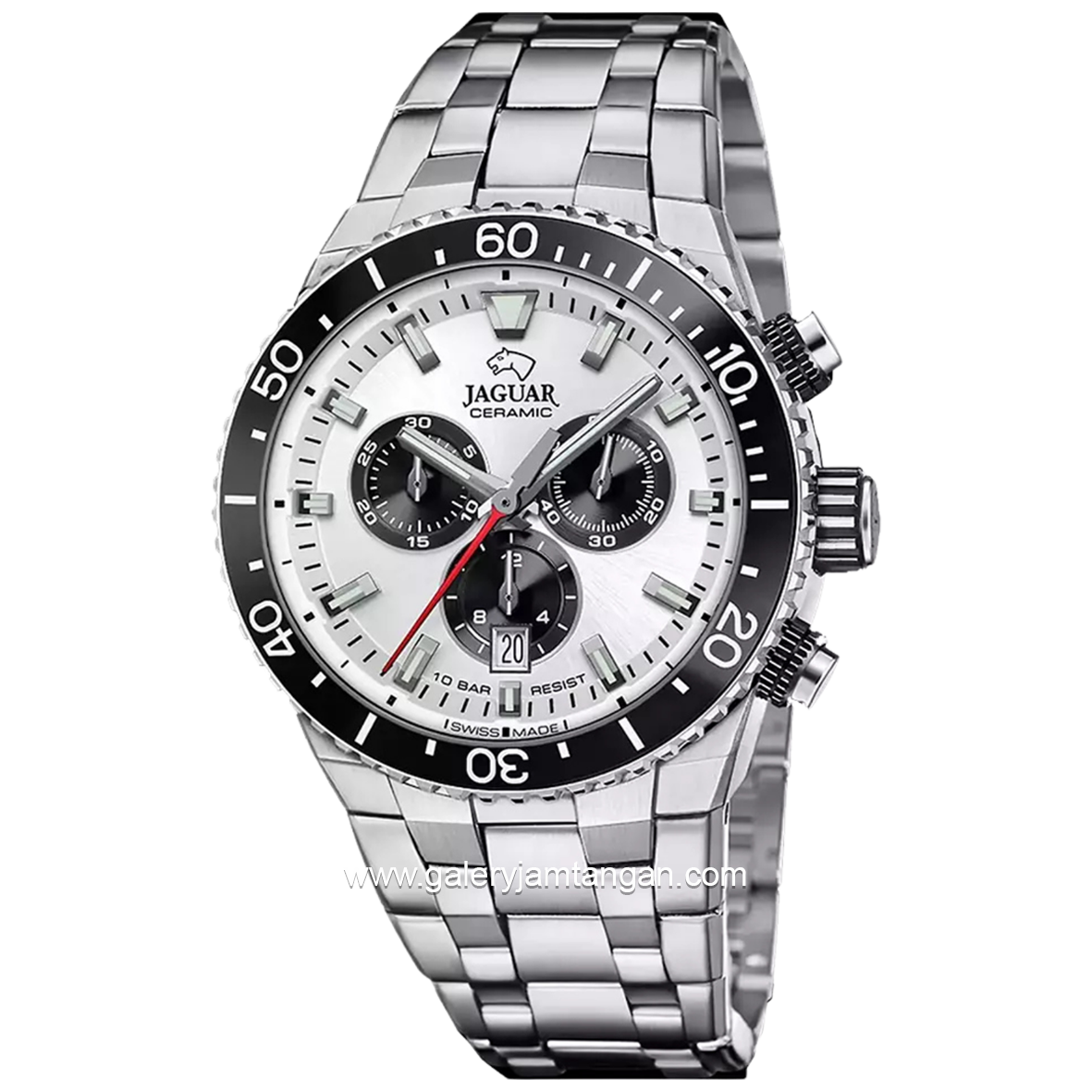 JAGUAR J1022/1 Silver Ceramic Stainless Steel Swiss Made