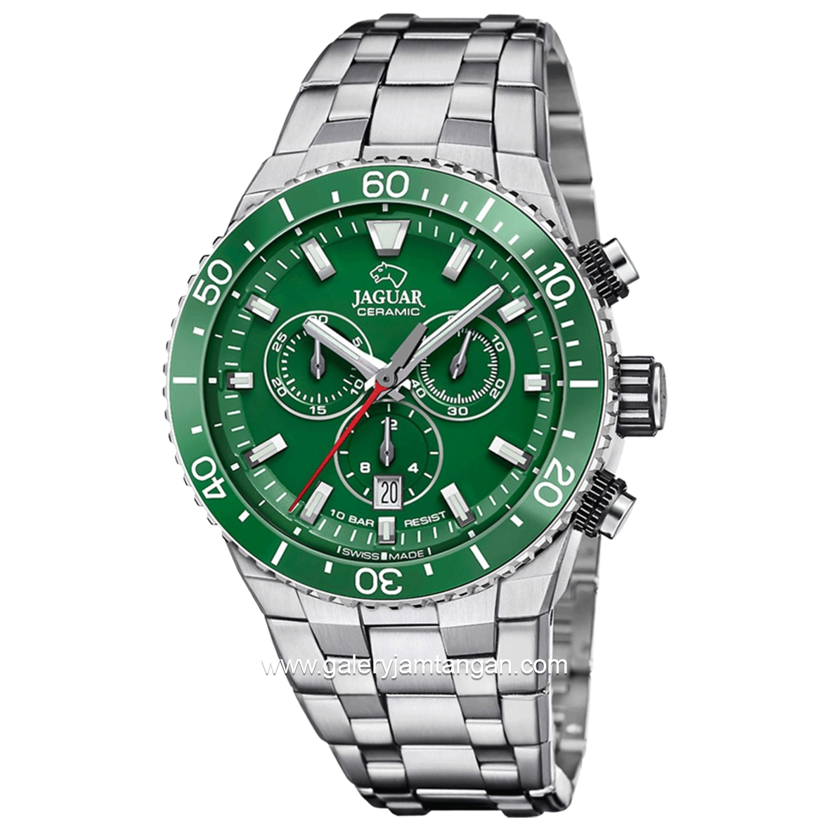 JAGUAR J1022/3 Silver Dial Green Ceramic Stainless Steel Swiss Made