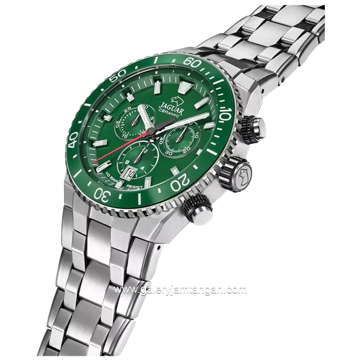 JAGUAR J1022/3 Silver Dial Green Ceramic Stainless Steel Swiss Made