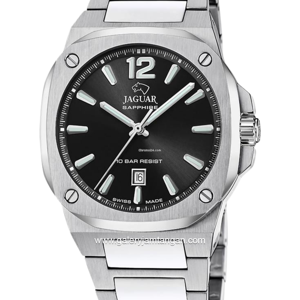 JAGUAR J1024/3 Silver Dial Black Stainless Steel Swiss Made