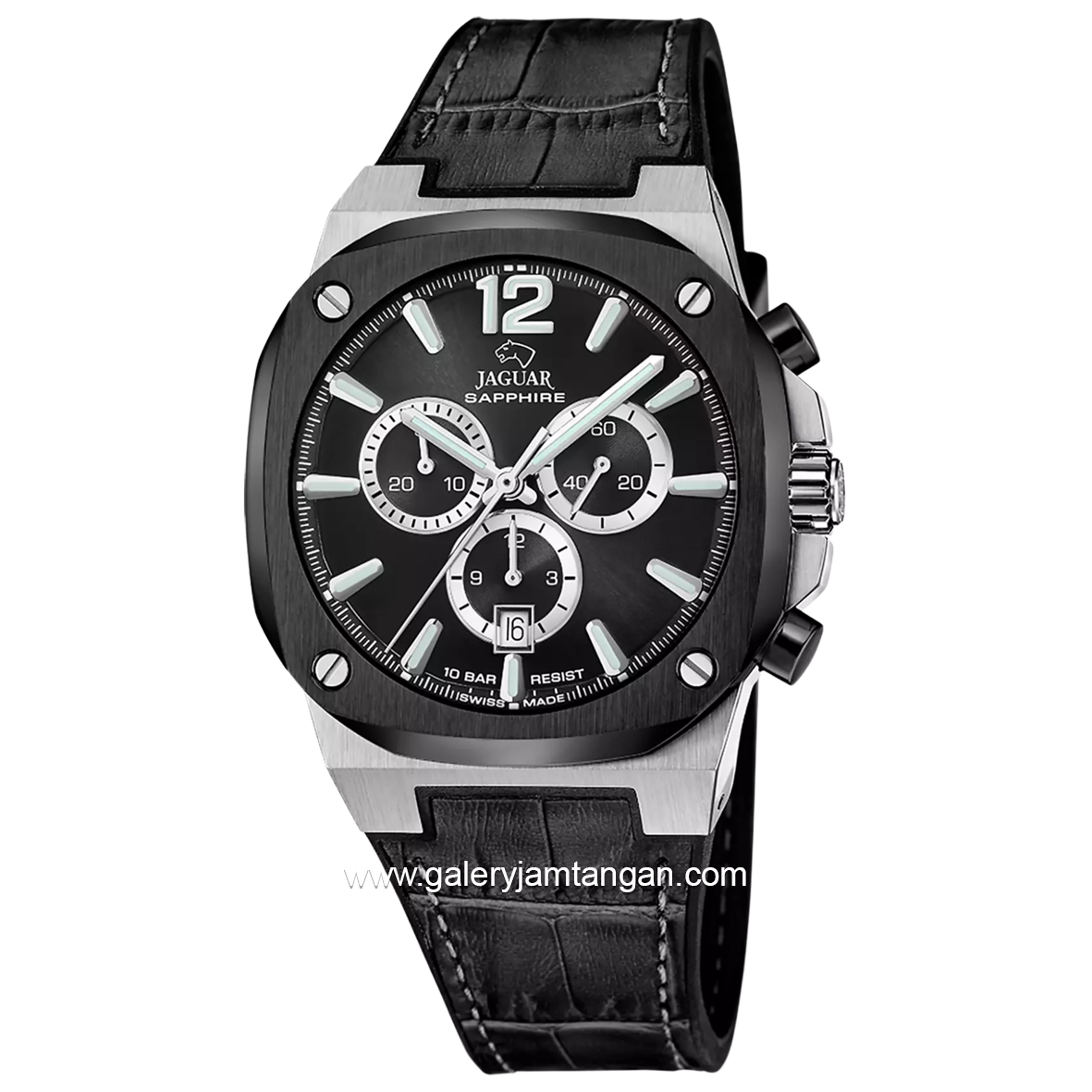 JAGUAR J1026/4 Black Leather Strap Swiss Made