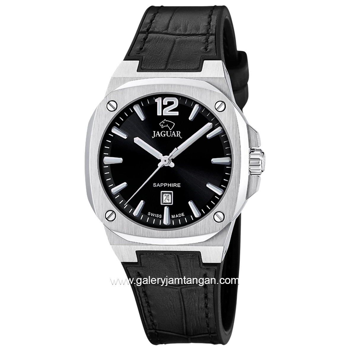 JAGUAR J1032/5 Black Leather Strap Swiss Made