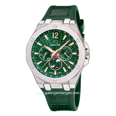 JAGUAR J1040/3 Green Silver Leather Strap Swiss Made