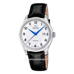 JAGUAR J1042/1 Black Silver Leather Strap Swiss Made