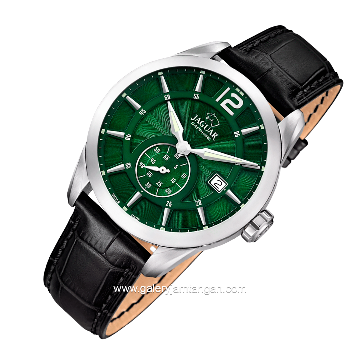 JAGUAR J663/3 Black Leather Dial Green Sapphire Swiss Made