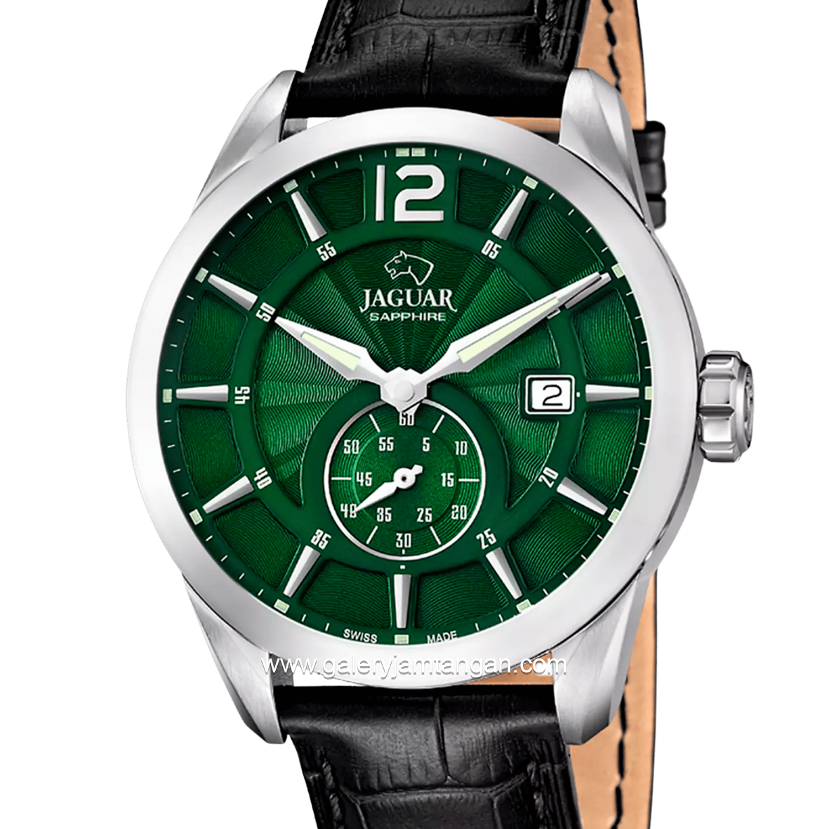 JAGUAR J663/3 Black Leather Dial Green Sapphire Swiss Made