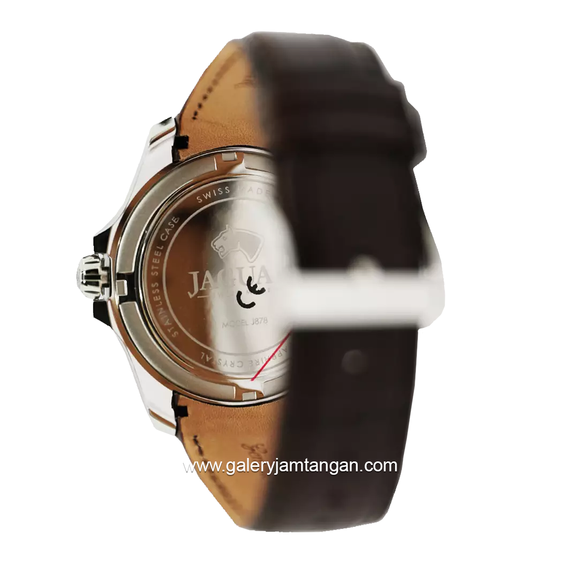 JAGUAR J878/1 Brown Silver Leather Strap Swiss Made