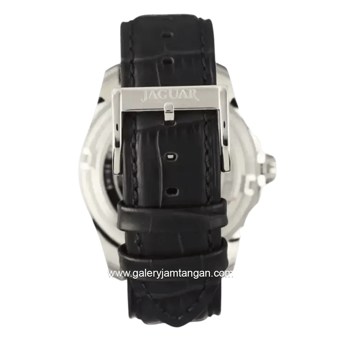 JAGUAR J878/4 Black Silver Leather Strap Swiss Made