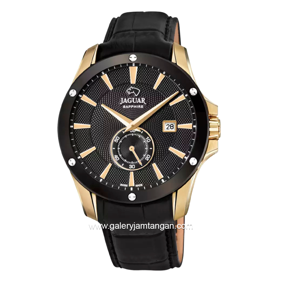 JAGUAR ACAMAR J881/1 Black Jarum Gold Leather Strap