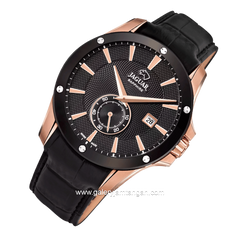 JAGUAR J882/1 Black Rosegold Leather Strap Swiss Made