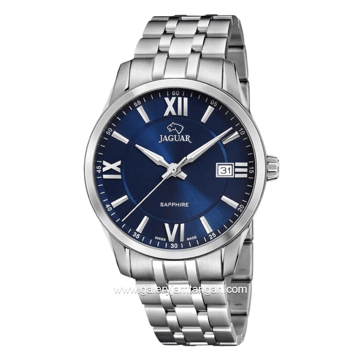 JAGUAR J964/2 Silver Sapphire Crystal Stainless Steel Swiss Made