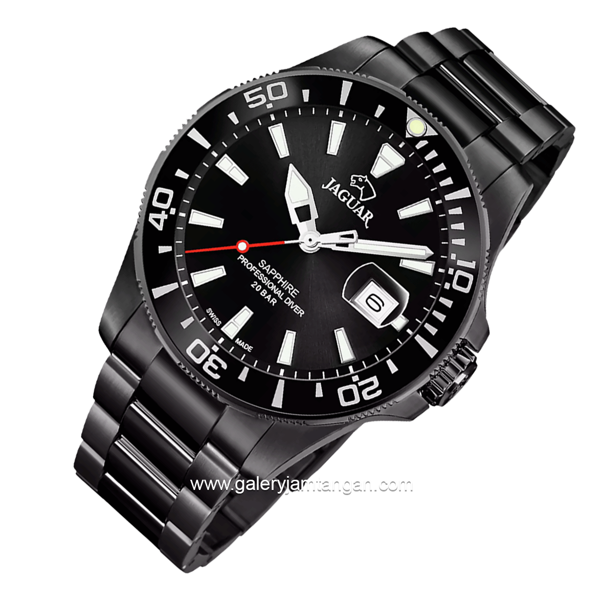 JAGUAR J989/1 Black Sapphire Crystal Stainless Steel Swiss Made