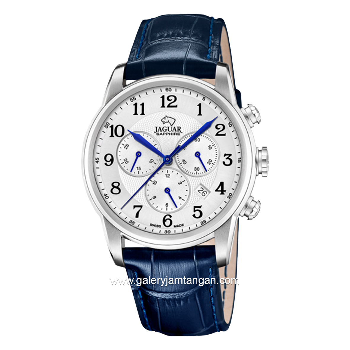 JAGUAR J968/4 Blue Dial White Leather Strap Swiss Made