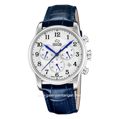 JAGUAR J968/4 Blue Dial White Leather Strap Swiss Made