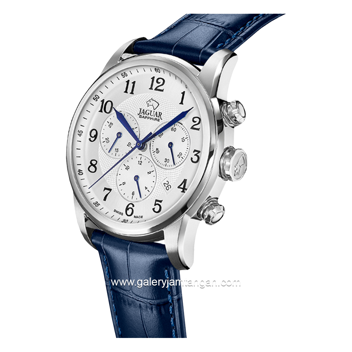 JAGUAR J968/4 Blue Dial White Leather Strap Swiss Made