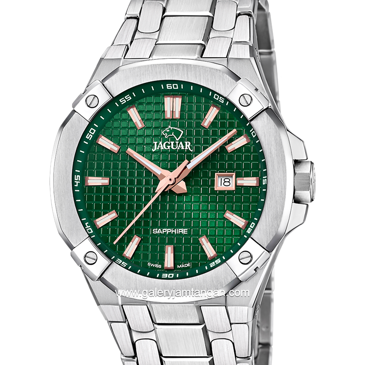 JAGUAR J1009/3 Silver Dial Green Stainless Steel Swiss Made