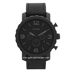 FOSSIL NATE JR1354 Chronograph Black Dial Black Leather Strap