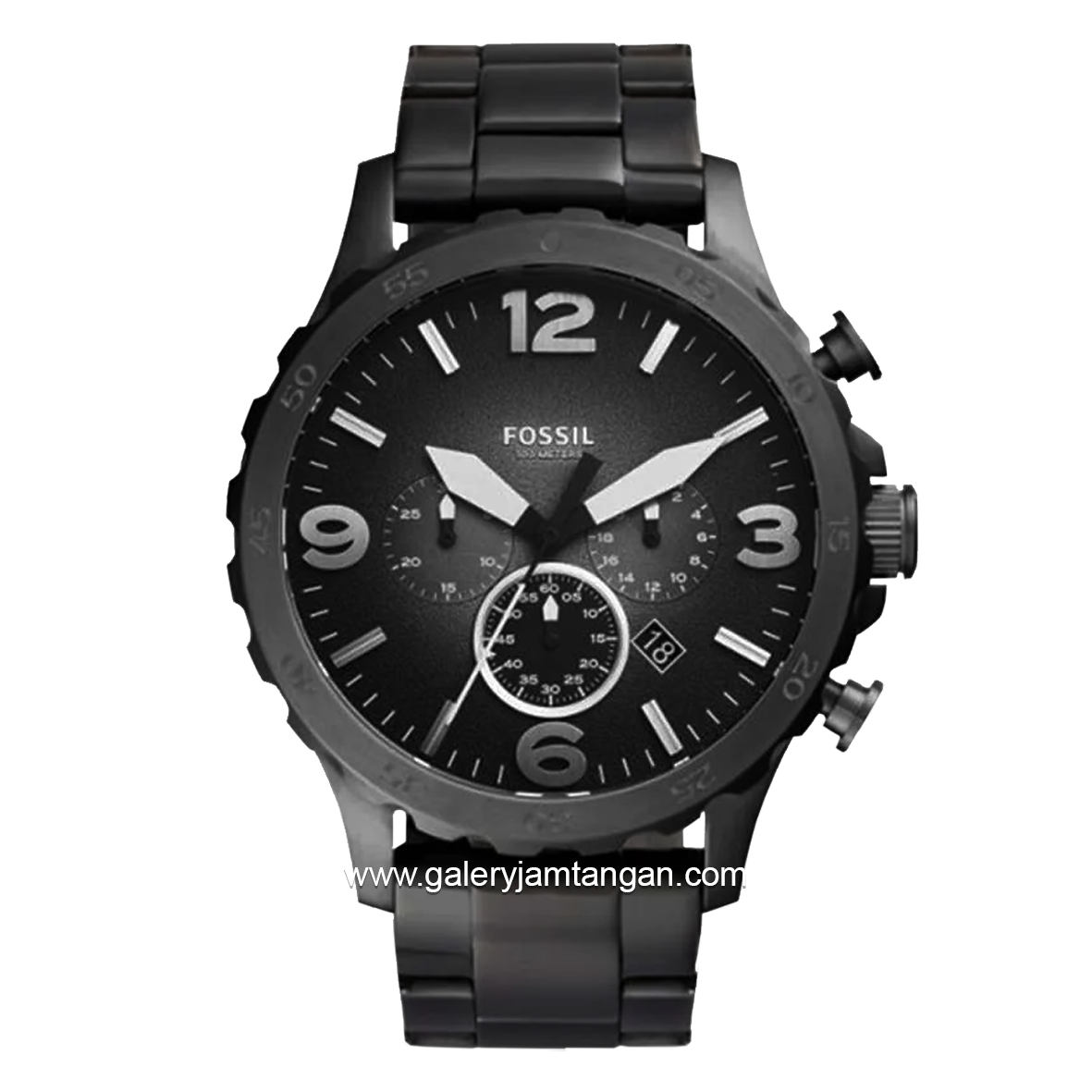 Jr1437 FOSSIL JR1437 Multifunction Full Black Stainless Steel – Galery Jam Tangan