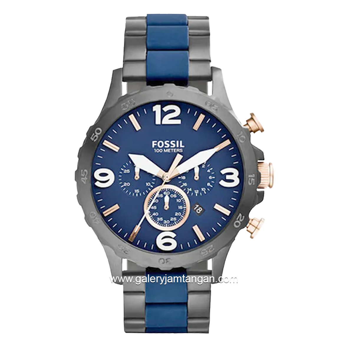 FOSSIL JR1494 Multifunction Grey Blue Stainless Steel Strap