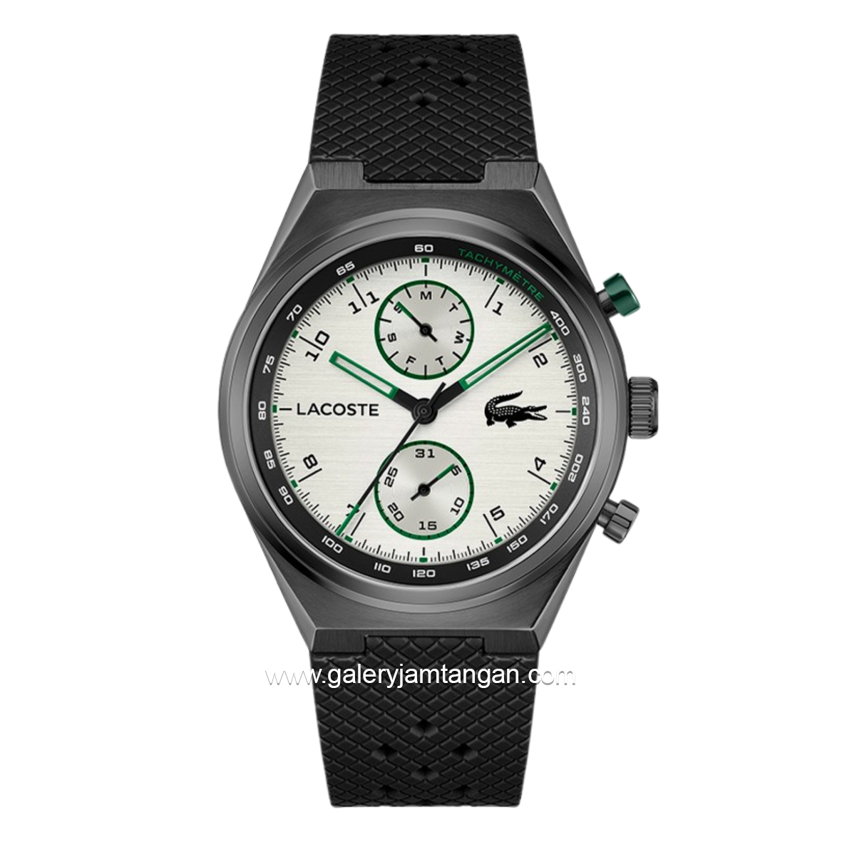 LACOSTE LINE RACER 2011498 Black Dial White Rubber Strap