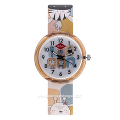 LEE COOPER LC.K.4.838 Kid's Watches Brown Dial White Rubber Strap