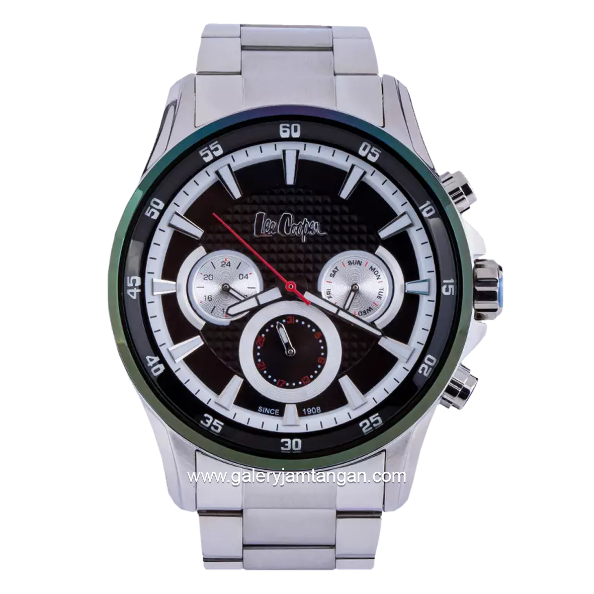 LEE COOPER LC06538.350 Silver Dial Black Stainless Steel