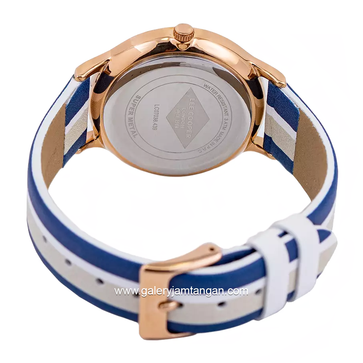 LEE COOPER LC07038.439 Blue Gold Leather Strap