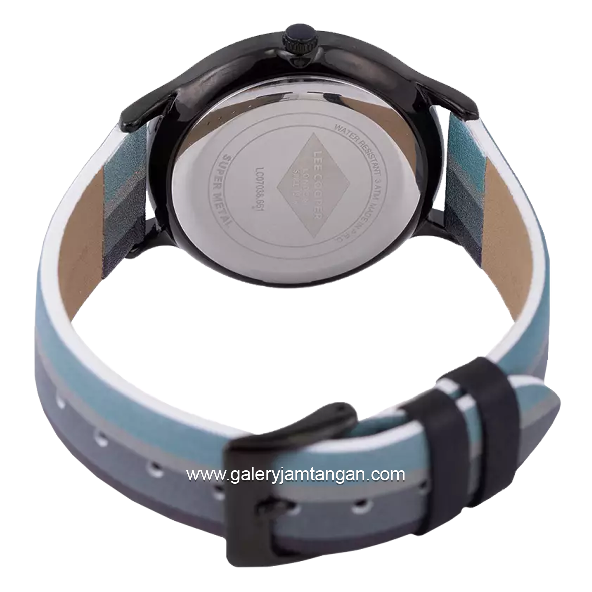 LEE COOPER LC07038.661 Black Blue Leather Strap