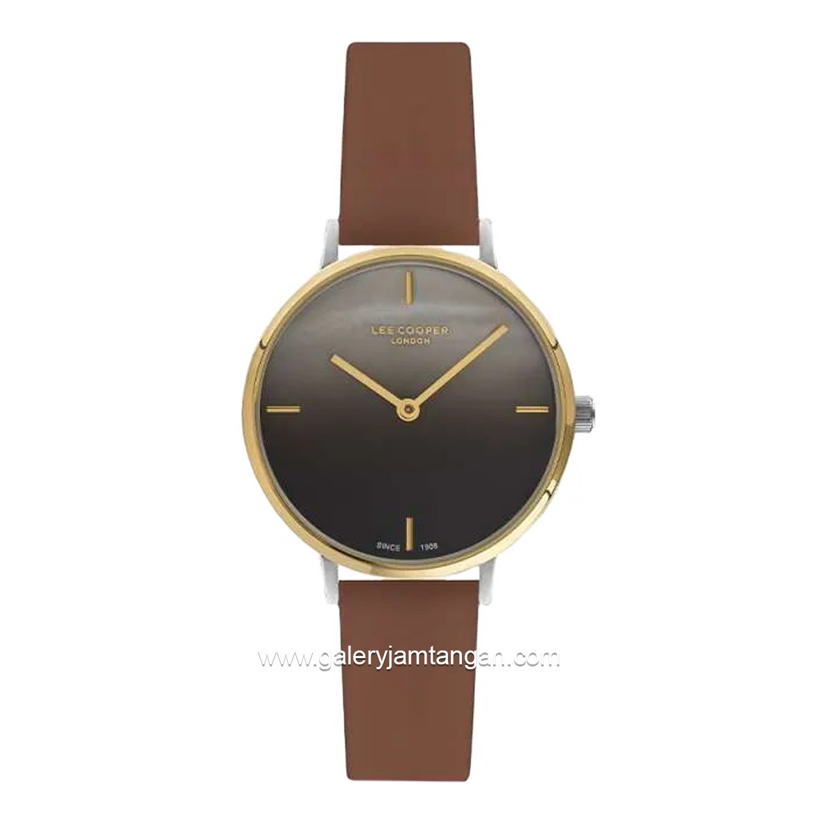 LEE COOPER LC07040.254 Brown Dial Black Leather Strap