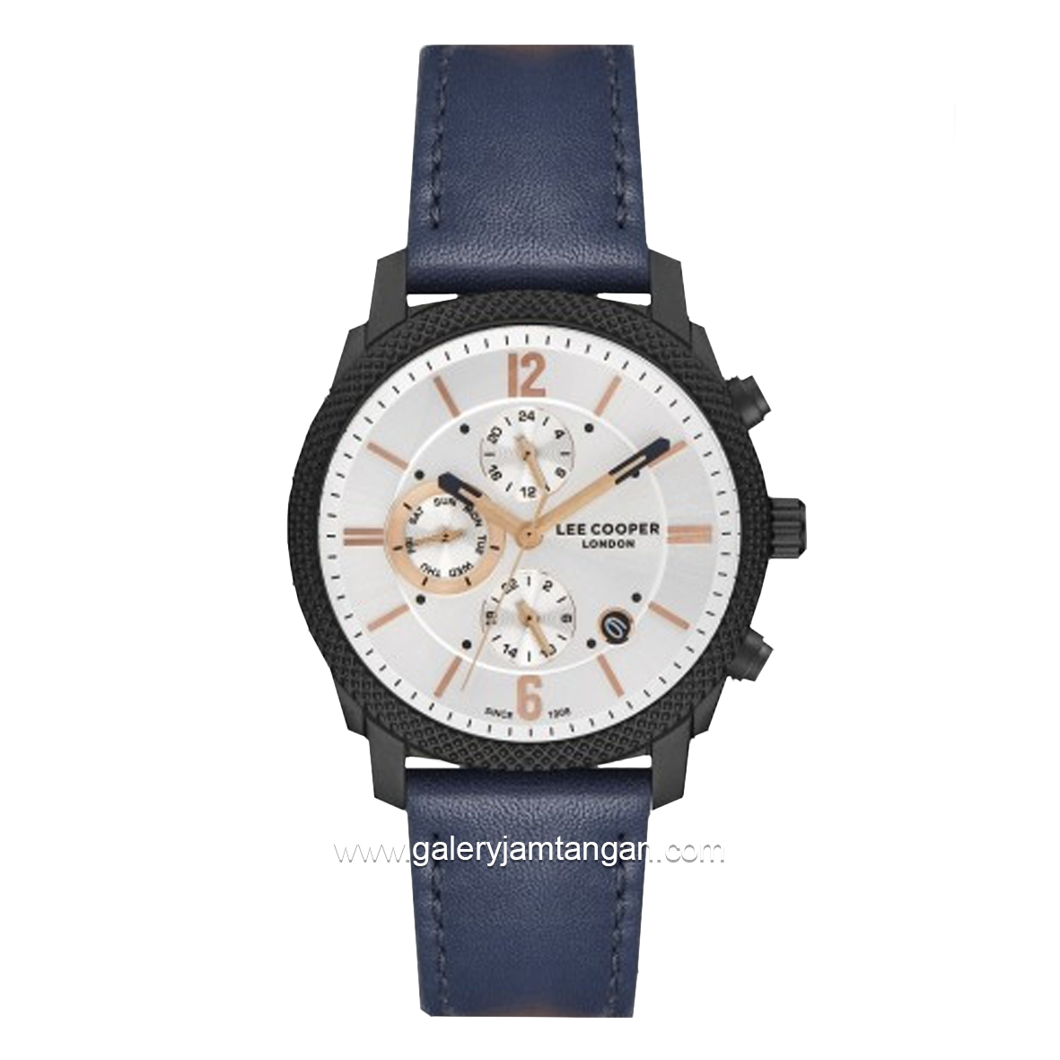 LEE COOPER LC07077.639 Blue Dial White Leather Strap