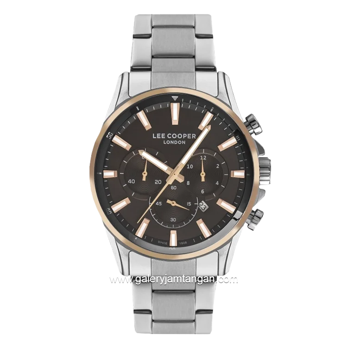 LEE COOPER LC07167.550 Silver Dial Black Stainless Steel