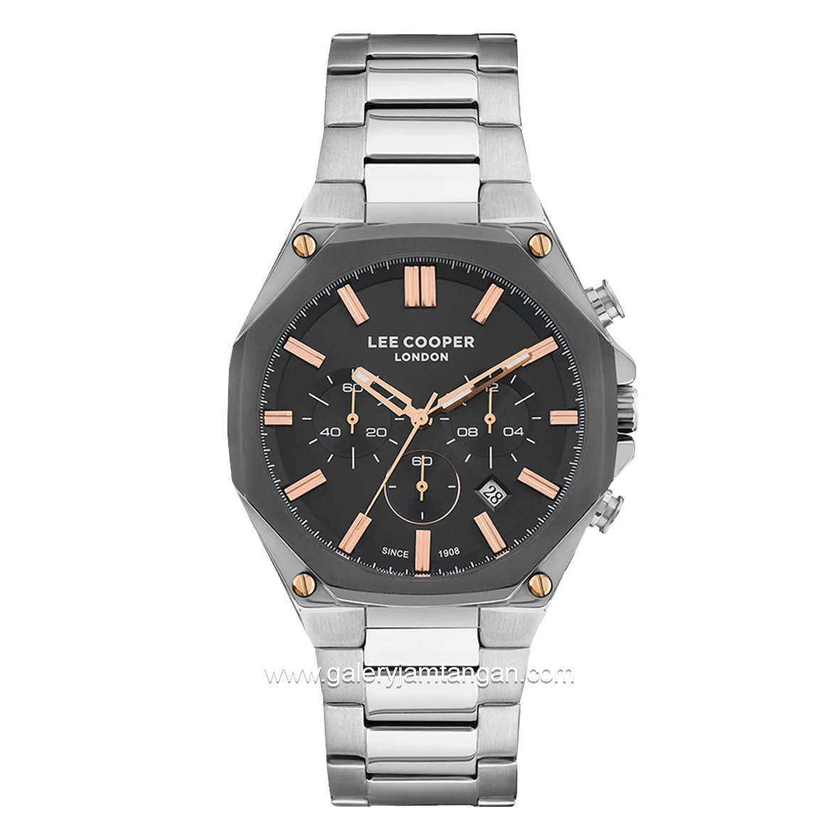 LEE COOPER LC07319.360 Silver Dial Black Stainless Steel