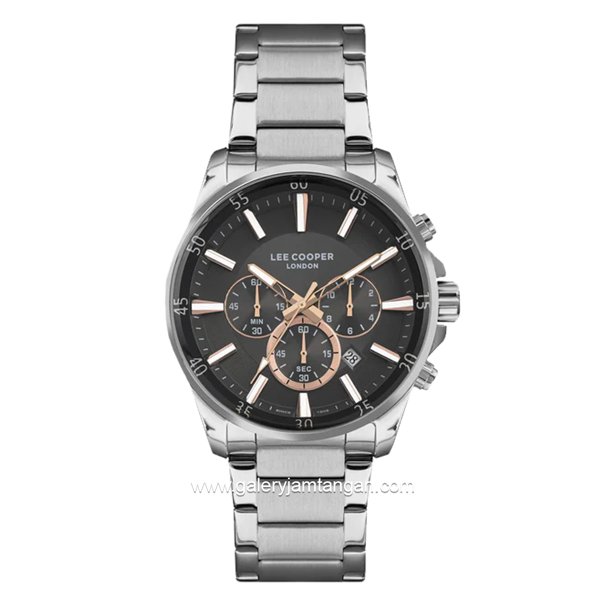 LEE COOPER LC07322.360-NM Silver Dial Black Stainless Steel