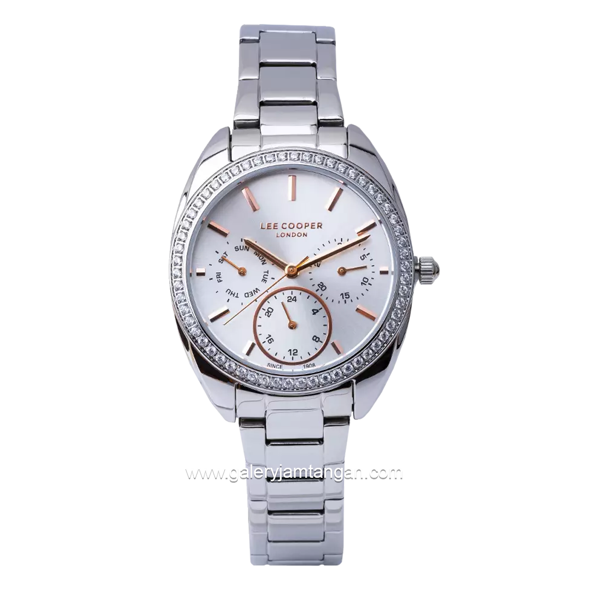 LEE COOPER LC07408.330 Silver Dial White Stainless Steel
