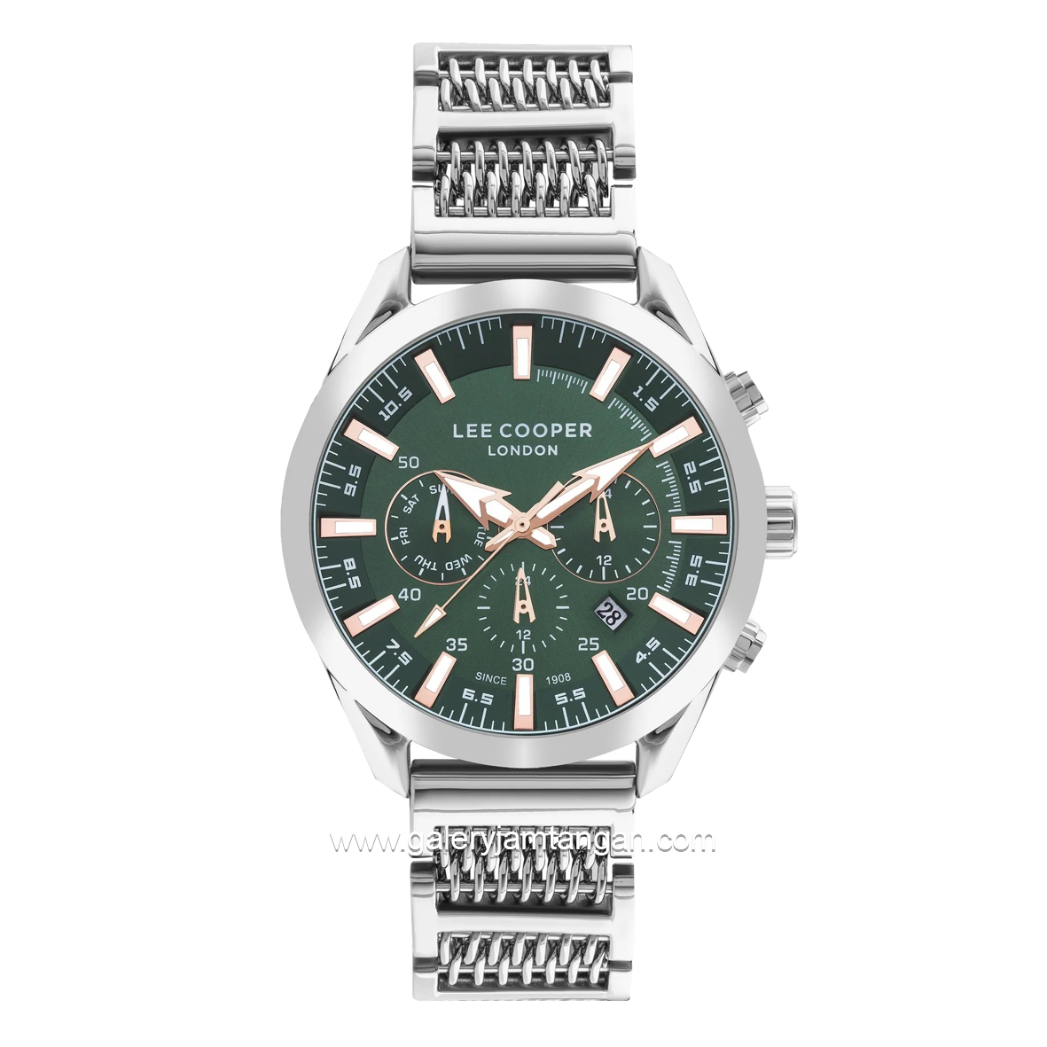 LEE COOPER LC07556.370 Silver Dial Green Stainless Steel