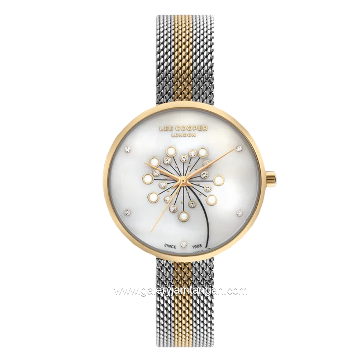 LEE COOPER LC07601.220 Silver Gold Dial White Stainless Steel