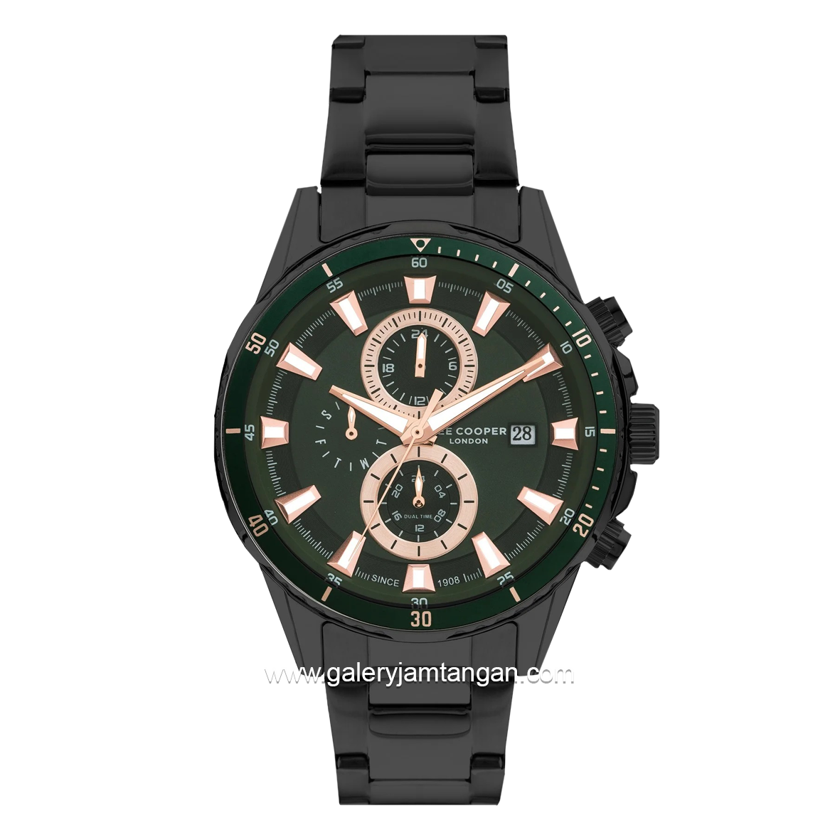 LEE COOPER LC07627.070 Black Dial Green Stainless Steel