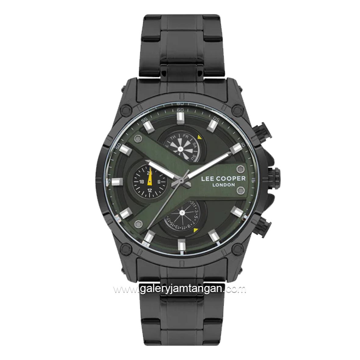 LEE COOPER LC07637.670 Black Dial Green Stainless Steel