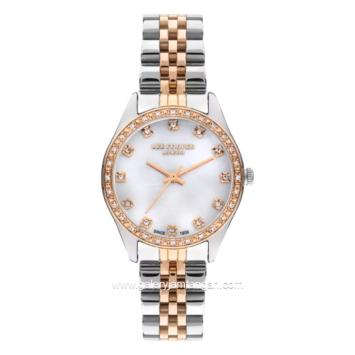 LEE COOPER LC07818.520 Analog Elegance Silver Rosegold Stainless Steel