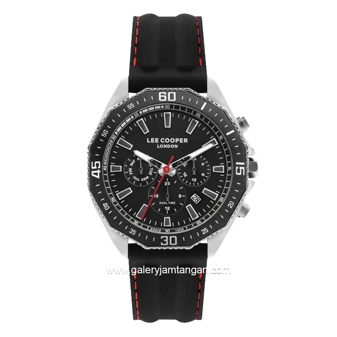 LEE COOPER LC07848.351 Chronograph Black Silver Rubber Strap