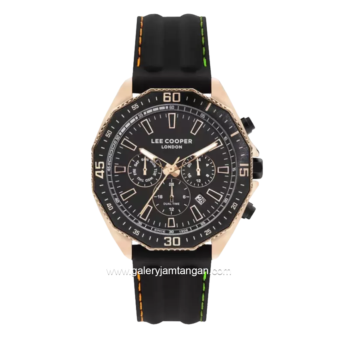 LEE COOPER LC07848.451 Black Rosegold Rubber Strap
