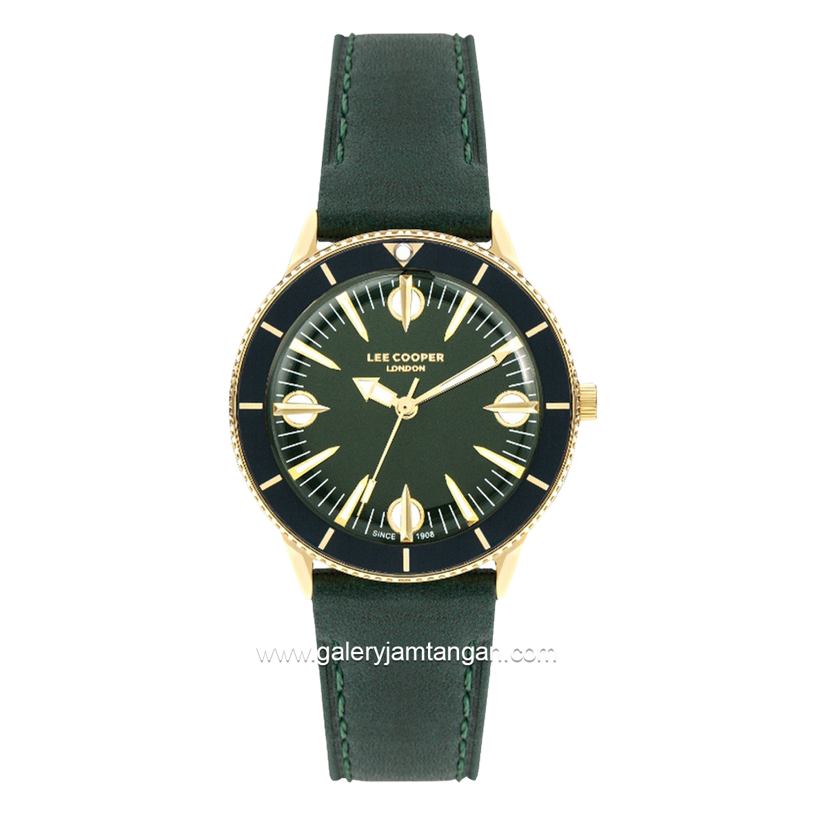 LEE COOPER LC07932.177 Green Gold Leather Strap
