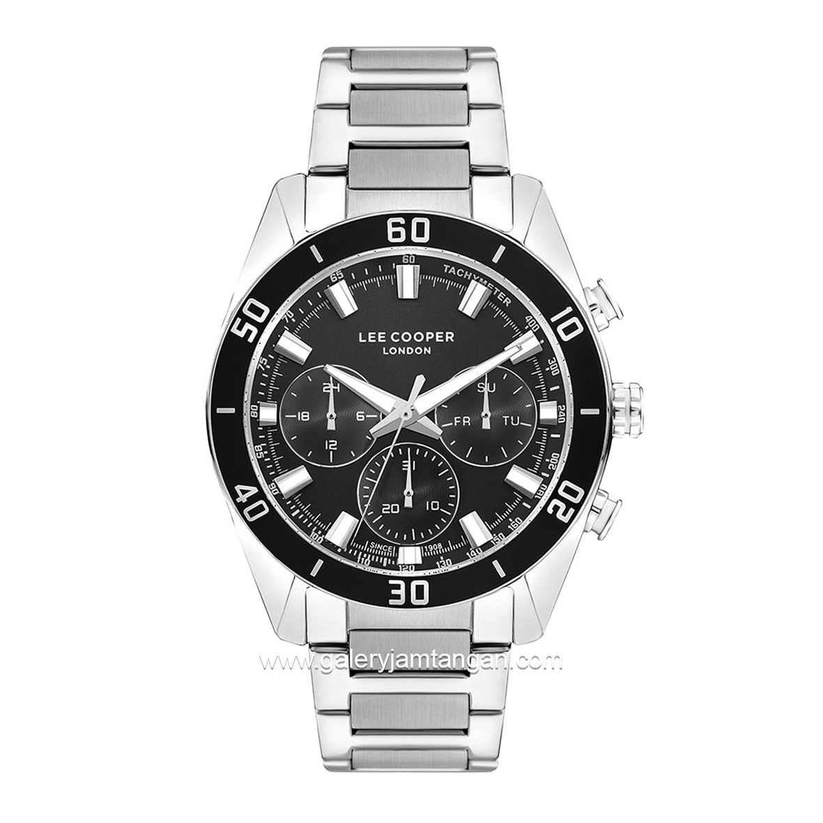 LEE COOPER LC07948.350 Silver Dial Black Stainless Steel