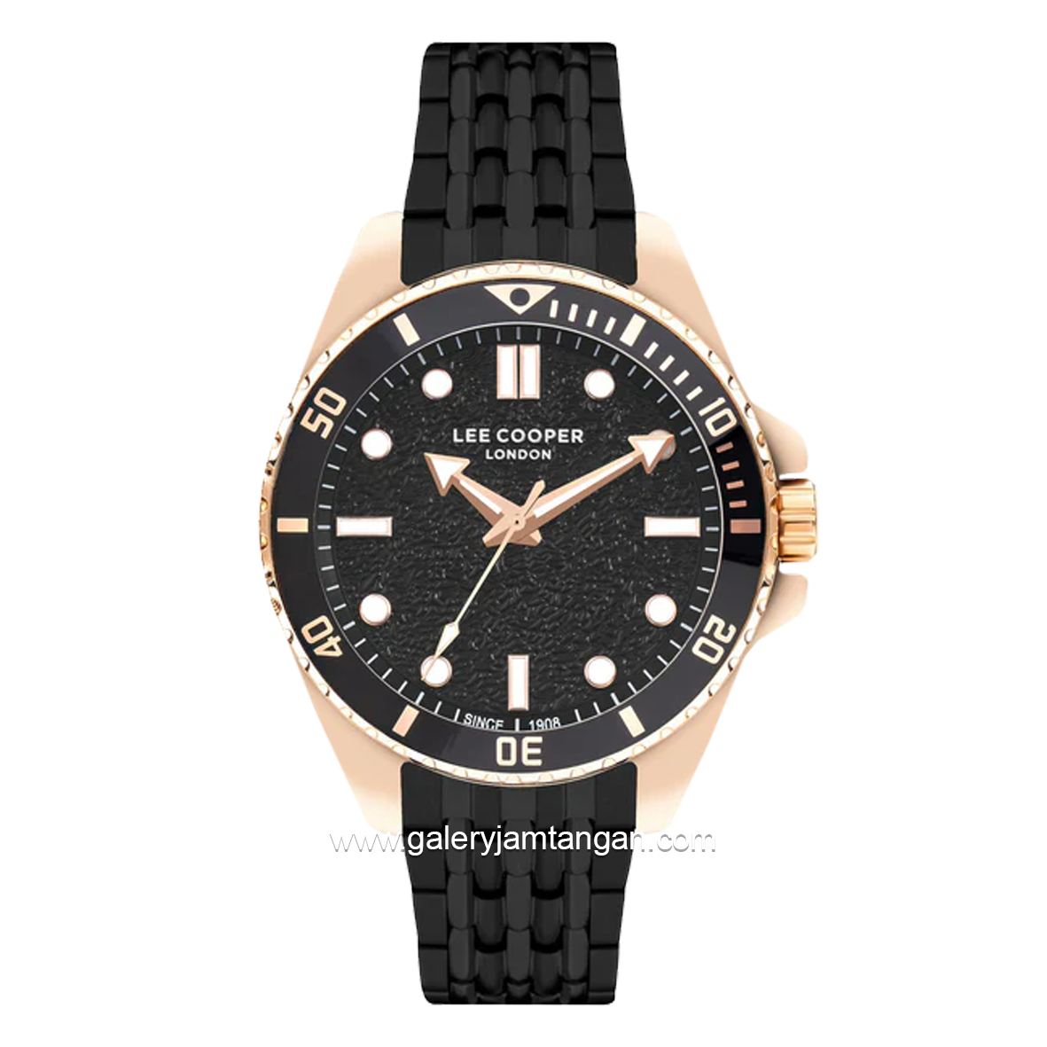LEE COOPER LC07954.650 Black Rosegold Rubber Strap
