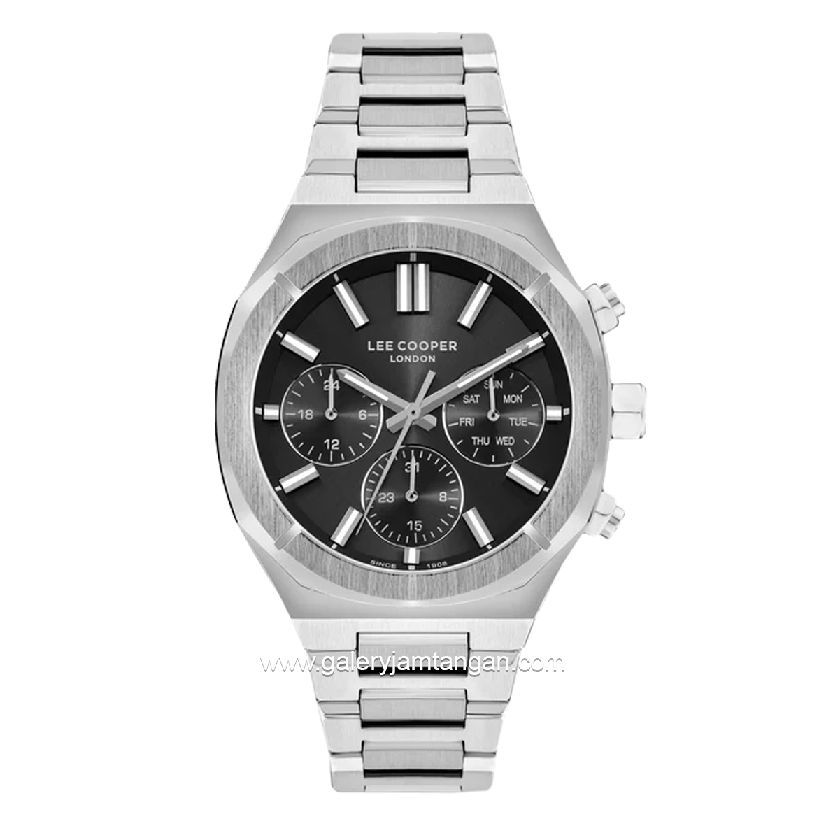 LEE COOPER LC07959.350 Silver Dial Black Stainless Steel