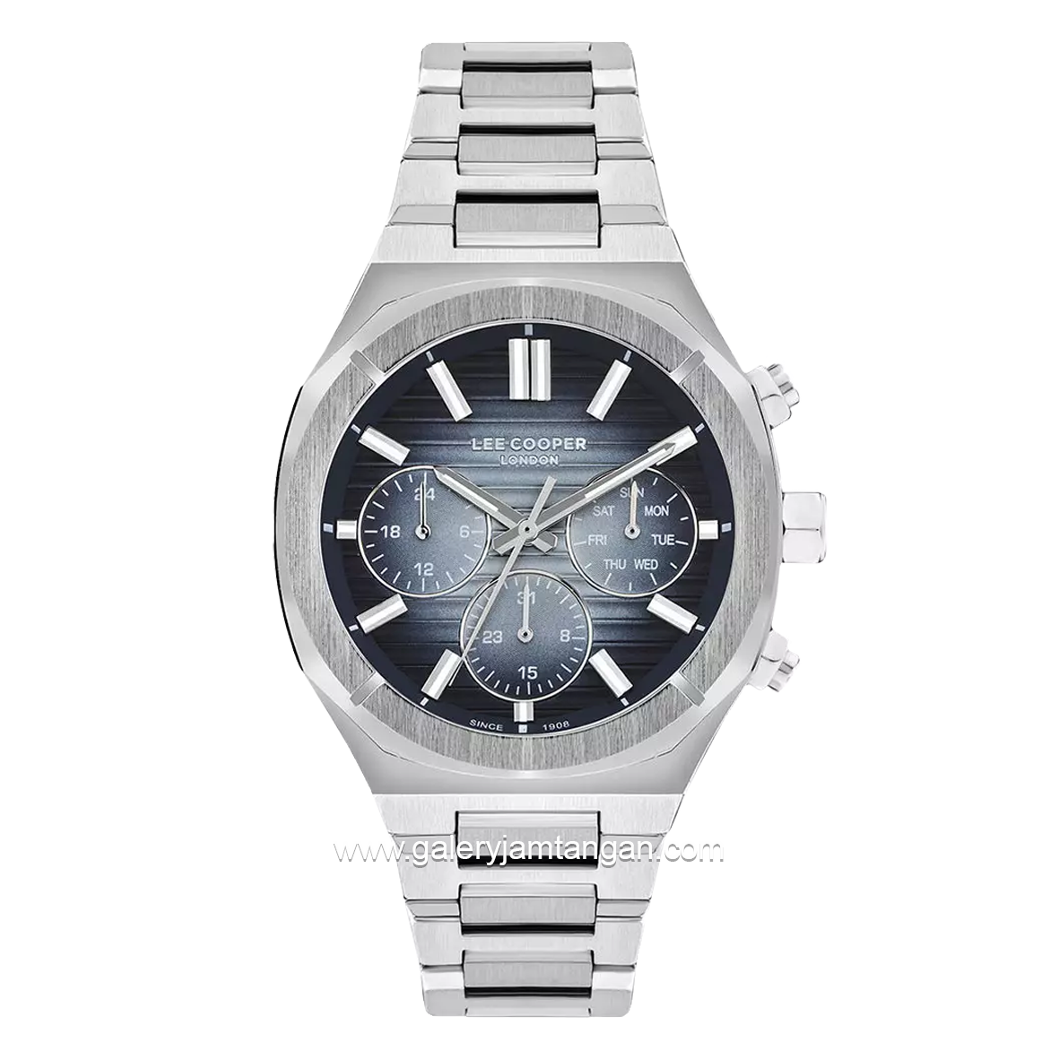 LEE COOPER LC07959.390 Silver Dial Black Stainless Steel