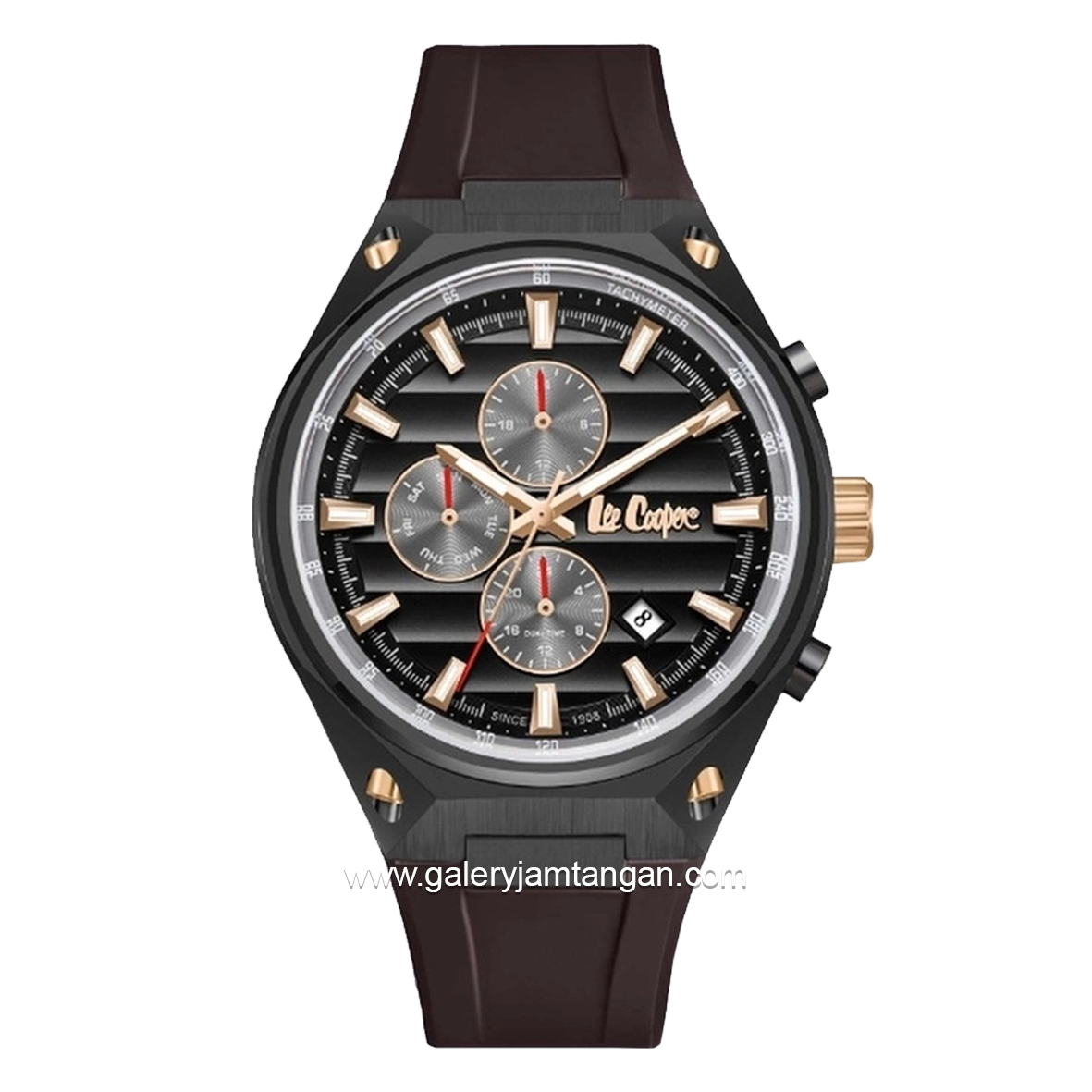 LEE COOPER LC08063.061 Chronograph Brown Black Rubber Strap
