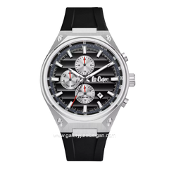 LEE COOPER LC08063.351 Chronograph Black Silver Rubber Strap