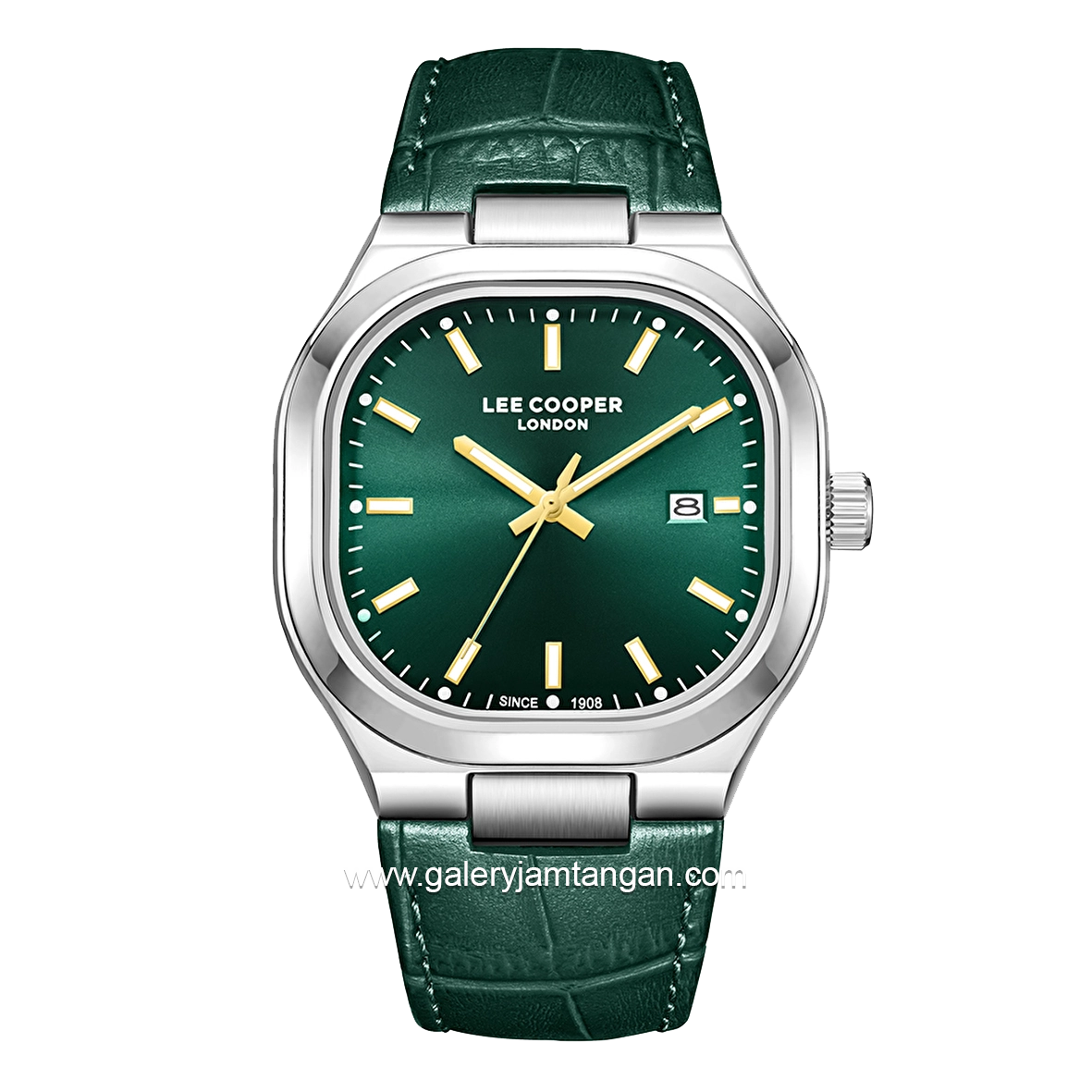 LEE COOPER LC08179.375 Green Silver Leather Strap