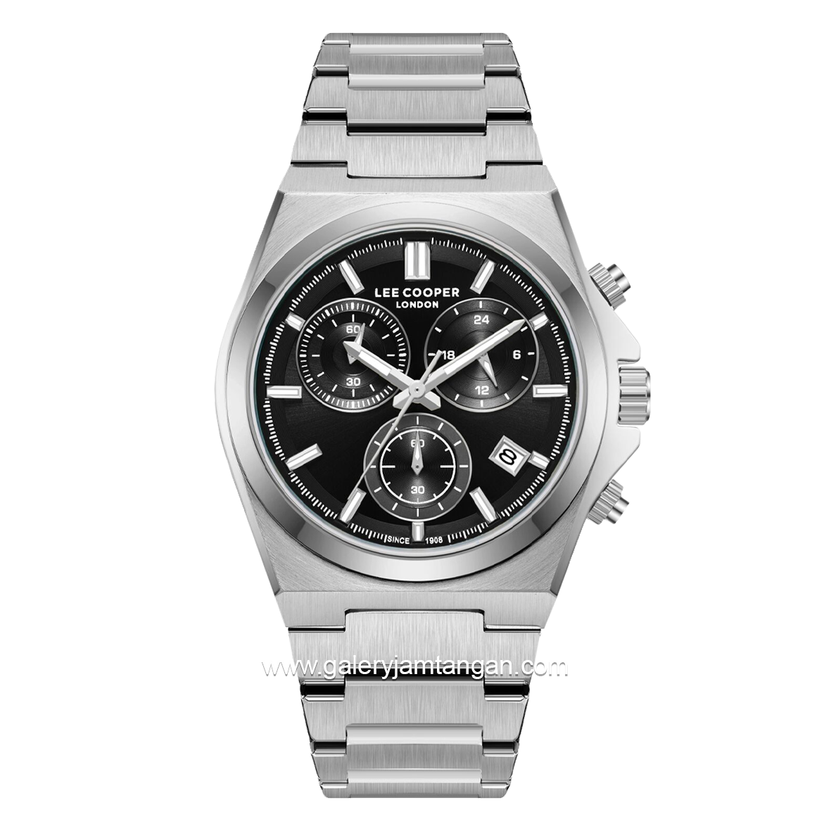 LEE COOPER LC08188.350 Silver Dial Black Stainless Steel
